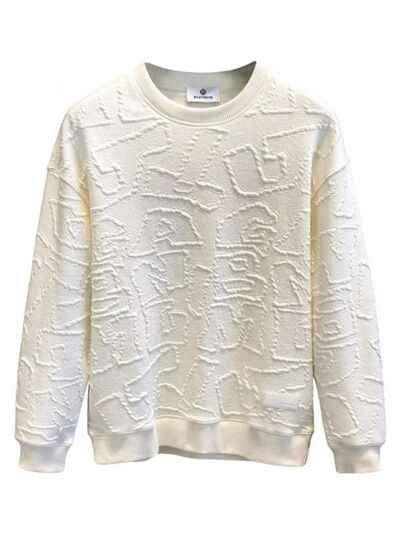 Men's Plus Size Textured Round Neck Long Sleeve Sweatshirt - Damned Threads